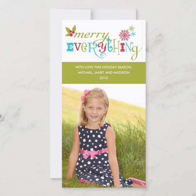 Tarjeta Festiva Merry Everything - Vacaciones multiculturales (Anverso)