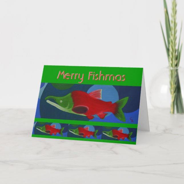 Tarjeta Festiva Merry Fishmas (Anverso)