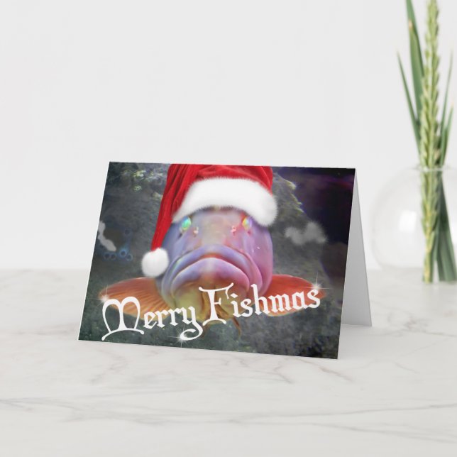 Tarjeta Festiva Merry Fishmas (Anverso)