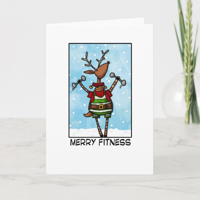 Tarjeta Festiva Merry Fitness Reindeer (Anverso)