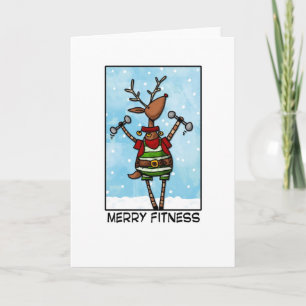 Tarjeta Festiva Merry Fitness Reindeer