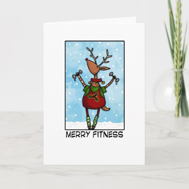 Tarjeta Festiva Merry Fitness Reindeer (Anverso)