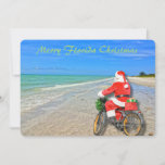 Tarjeta Festiva Merry Florida Navidades Sanibel Island Beach Santa<br><div class="desc">¡Feliz Navidad de Florida! Esta impresionante tarjeta plana de vacaciones ofrece una imagen fotográfica de la sensacional playa de la isla de Sanibel con las hermosas aguas azules/verdes del Golfo de México. El diseño festivo incluye a Santa montando su bicicleta para entregar paquetes en este oasis de la isla. En...</div>