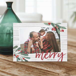 Tarjeta Festiva Merry   Foto de Farmhouse Holly