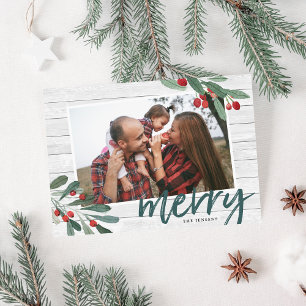 Tarjeta Festiva Merry   Foto de Farmhouse Holly