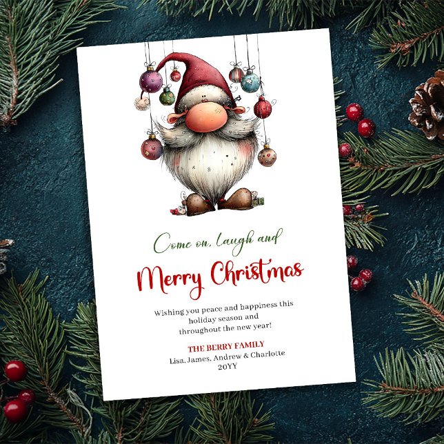 Tarjeta Festiva Merry Funny Santa Watercolor Christmas Greeting (Merry Funny Santa Watercolor Christmas Greeting)