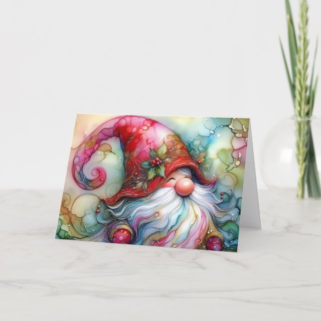 Tarjeta Festiva Merry Gnome Christmas (Anverso)