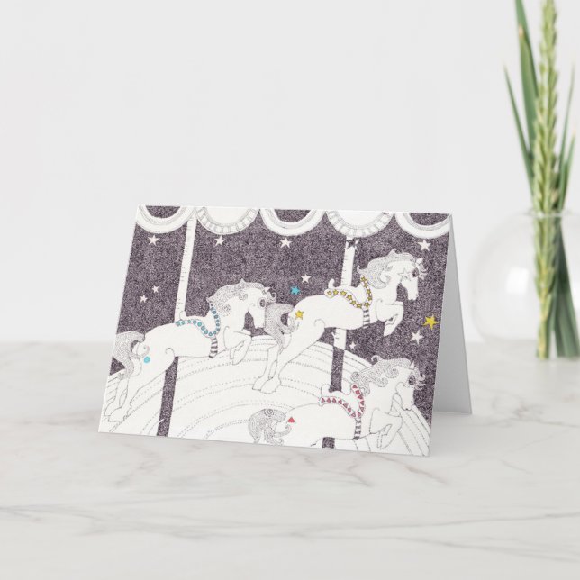 Tarjeta Festiva Merry Go Round and Round (Anverso)