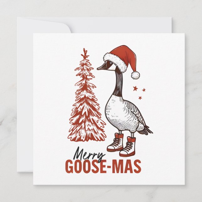 Tarjeta Festiva Merry Goose-Mas  (Anverso)