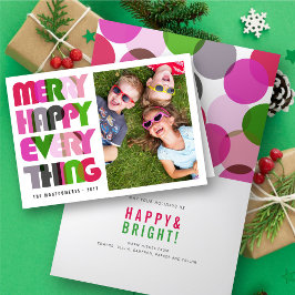 Tarjeta Festiva Merry Happy Everything Colorous Typography Photo