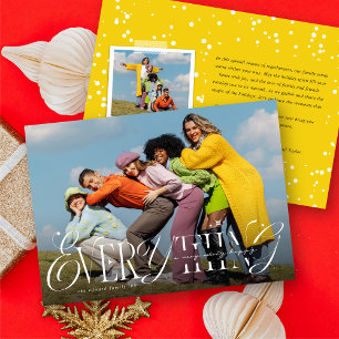 Tarjeta Festiva Merry Happy Everything Sparkings Typography