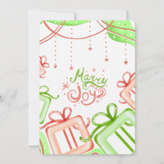 Tarjeta Festiva Merry Joy Christmas Greetings with Gifts Design