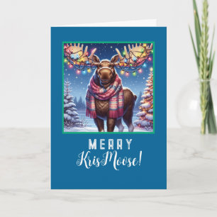 Tarjeta Festiva Merry KrisMoose - Moose con hongos de vacaciones