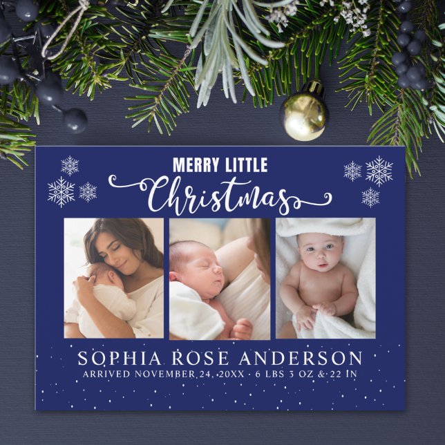 Tarjeta Festiva Merry Little Christmas, Baby First Collage Photos (Subido por el creador)