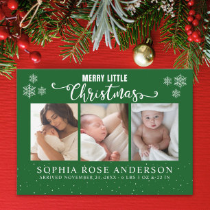Tarjeta Festiva Merry Little Christmas, Baby First Collage Photos