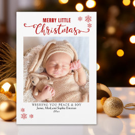 Tarjeta Festiva Merry Little Christmas, Baby First Photo