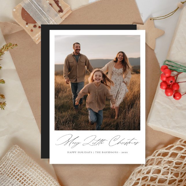 Tarjeta Festiva Merry Little Christmas Dark Muted Photo Card (Subido por el creador)