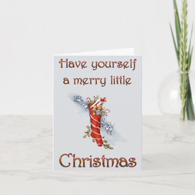 Tarjeta Festiva Merry Little Christmas Stocking (Anverso)