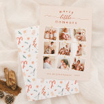 Tarjeta Festiva Merry Little Moments 9 Navidades Collages de fotos<br><div class="desc">Acepte la esencia de la unión con nuestras tarjetas de fotos de feriado de los Navidades "Merry Little Moments". El mensaje está escrito en la parte superior de la tarjeta, con "pequeño" escrito en elegante caligrafía de escritura, adornado con simples florecientes en ambos extremos. Debajo, se organizan de forma natural...</div>