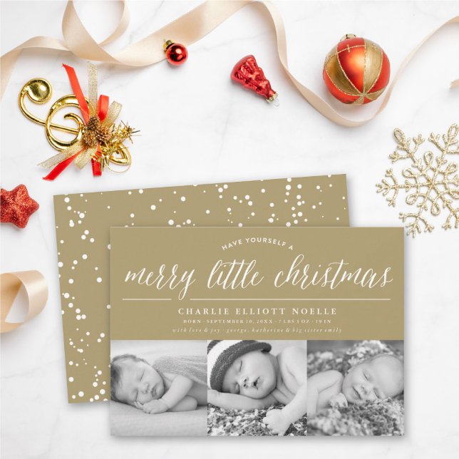 Tarjeta Festiva Merry Little Navidades 3 Photo Modern Baby Birth (Subido por el creador)