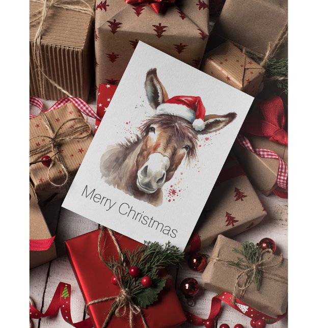 Tarjeta Festiva Merry Little Navidades Donkey, personalizado (Subido por el creador)