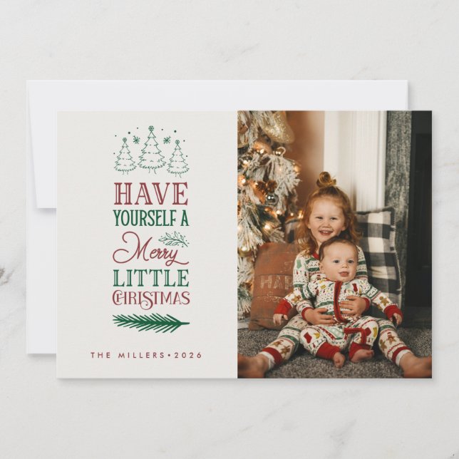 Tarjeta Festiva Merry Little Navidades | Navidades fotográficos fa (Anverso)