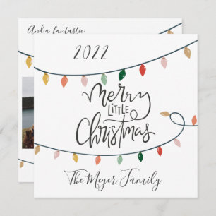 Tarjeta Festiva Merry Little Navidades Script Tree Lights 3 Photo