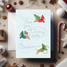 Tarjeta Festiva Merry Little Pups- Non-Photo Flat Holiday Card
