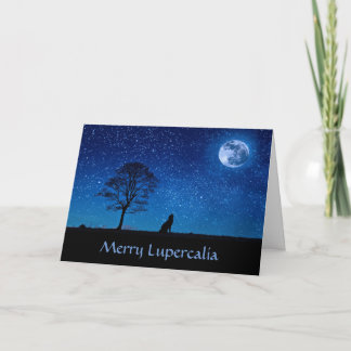 Tarjeta Festiva Merry Lupercalia (lobo)