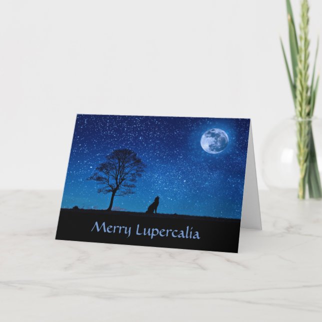 Tarjeta Festiva Merry Lupercalia (lobo) (Anverso)