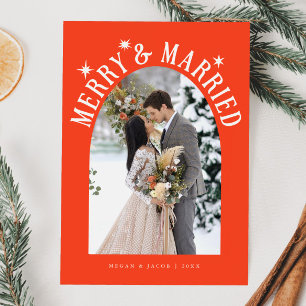 Tarjeta Festiva Merry & Married Arch Foto de reciente casamiento R