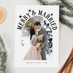 Tarjeta Festiva Merry & Married Arch Foto de reciente casamiento W