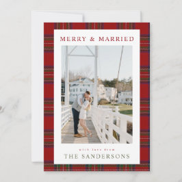 Tarjeta Festiva Merry & Married Classic Tartan Holiday Card
