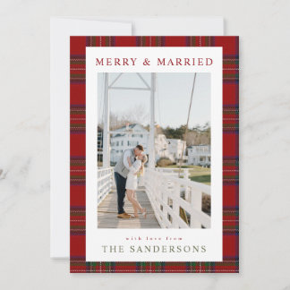 Tarjeta Festiva Merry & Married Classic Tartan Holiday Card
