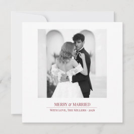 Tarjeta Festiva Merry & Married - Personalized Newlywed Christmas