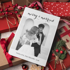 Tarjeta Festiva Merry & Married - Personalized Newlywed Christmas 