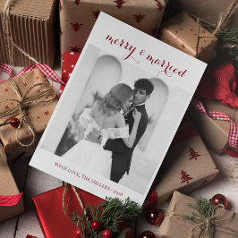 Tarjeta Festiva Merry & Married - Personalized Newlywed Christmas 