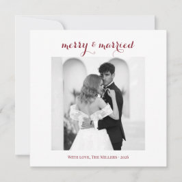 Tarjeta Festiva Merry & Married - Personalized Newlywed Christmas