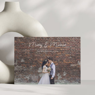 Tarjeta Festiva Merry Married Superposición de Escritura Blanca Fo