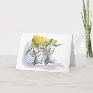Tarjeta Festiva Merry Mice Mic & Mac Holiday Card