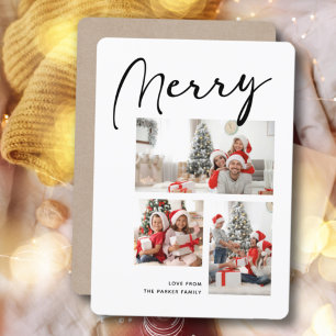 Tarjeta Festiva Merry Minimalista   Navidades Tres Collages de fot