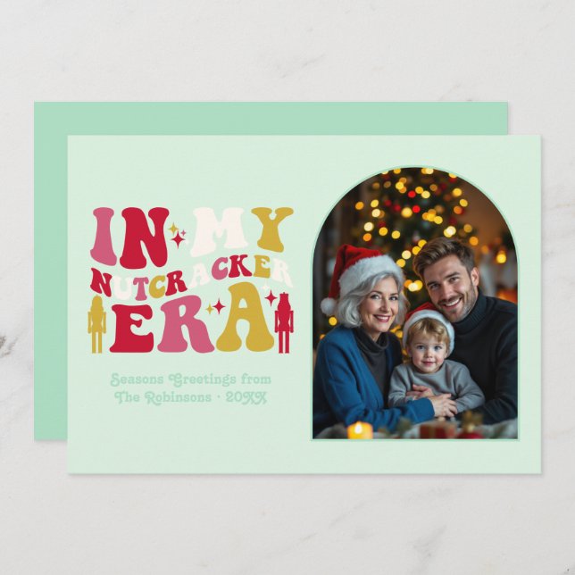 Tarjeta Festiva Merry Mint In My Nutcracker Era Christmas Photo (Anverso / Reverso)