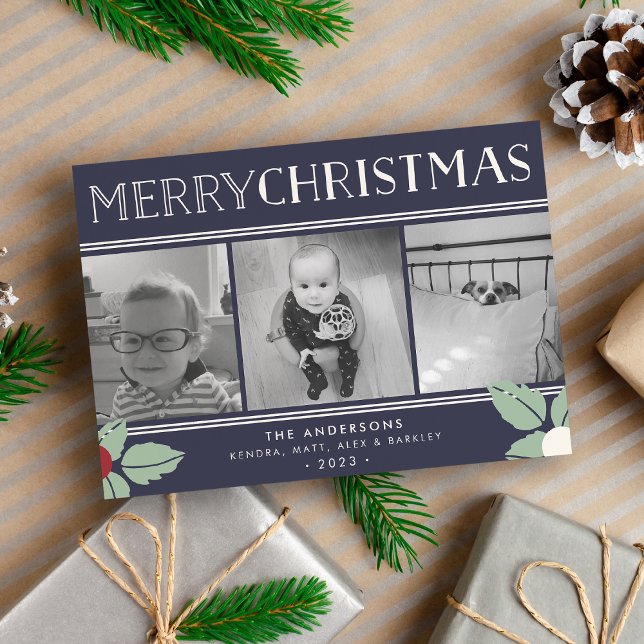 Tarjeta Festiva Merry Mistletoe | 3 Vacaciones en Collage de fotos (Subido por el creador)