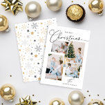 Tarjeta Festiva Merry Modern handwritten calligraphy 4 Photo Holid<br><div class="desc">Merry Christmas
Modern elegant coligraphy that imitates a handwritten inscription
4 photos that can be quickly and easily replaced with your family photos
minimalistic design</div>