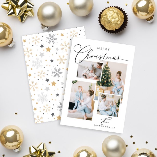 Tarjeta Festiva Merry Modern handwritten calligraphy 4 Photo Holid (Subido por el creador)