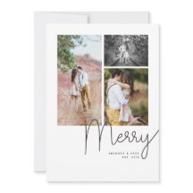 "Merry" Modern Script Multi Photo Holiday Card