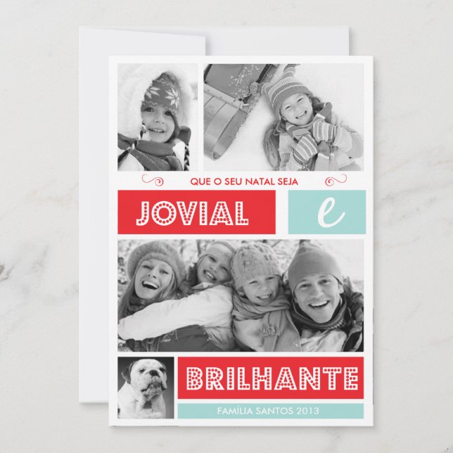 Tarjeta Festiva Merry Moderno e Luminoso Cartão de Natal (Anverso)