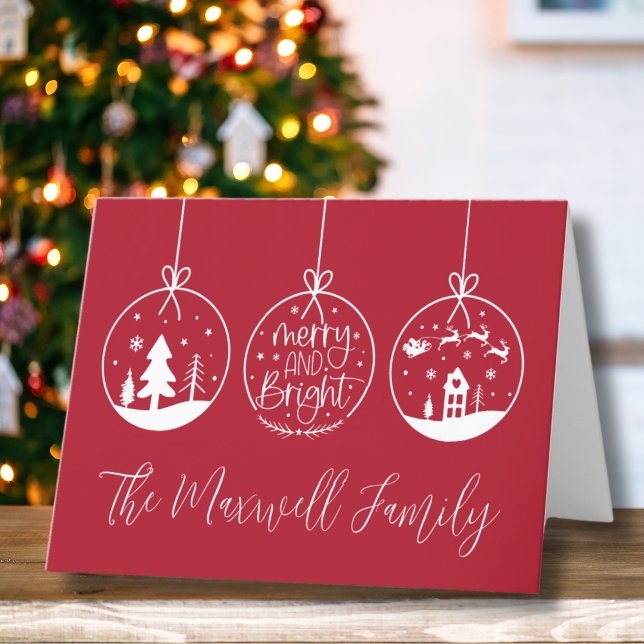 Tarjeta Festiva Merry moderno simple brillante (Simple Modern Script Typography Merry And Bright Holiday Card)