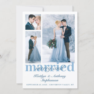 Tarjeta Festiva Merry moderno y casado 3 Bodas de fotografía