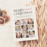 Tarjeta Festiva Merry Moments | Navidades modernos 9 Collage de fo<br><div class="desc">Comparte la alegría de esta temporada navideña con nuestra tarjeta de vacaciones de collage de fotos de los Navidades de 'Momentos de Cereza'. Este elegante y moderno diseño presenta la "Feliz Navidad" en una elegante tipografía serbia con ligamentos artísticos y florecientes. Alineado a la derecha, el nombre de su familia...</div>